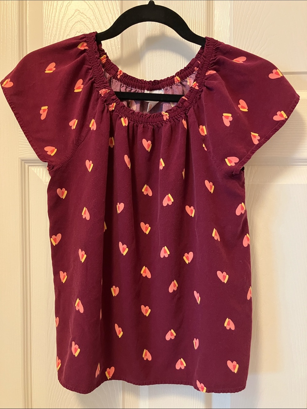 Cat & Jack Burgundy Heart Print Peasant Top